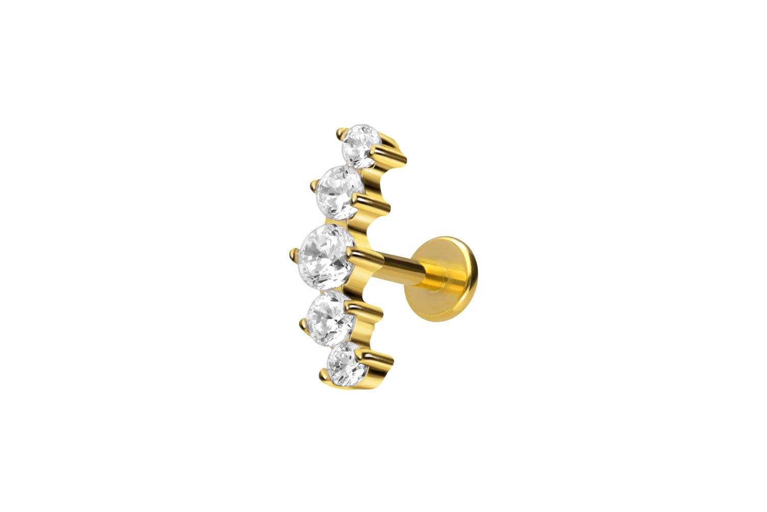Titan Labret Piercing mit Innengewinde 5 EINGEFASSTE KRISTALLE